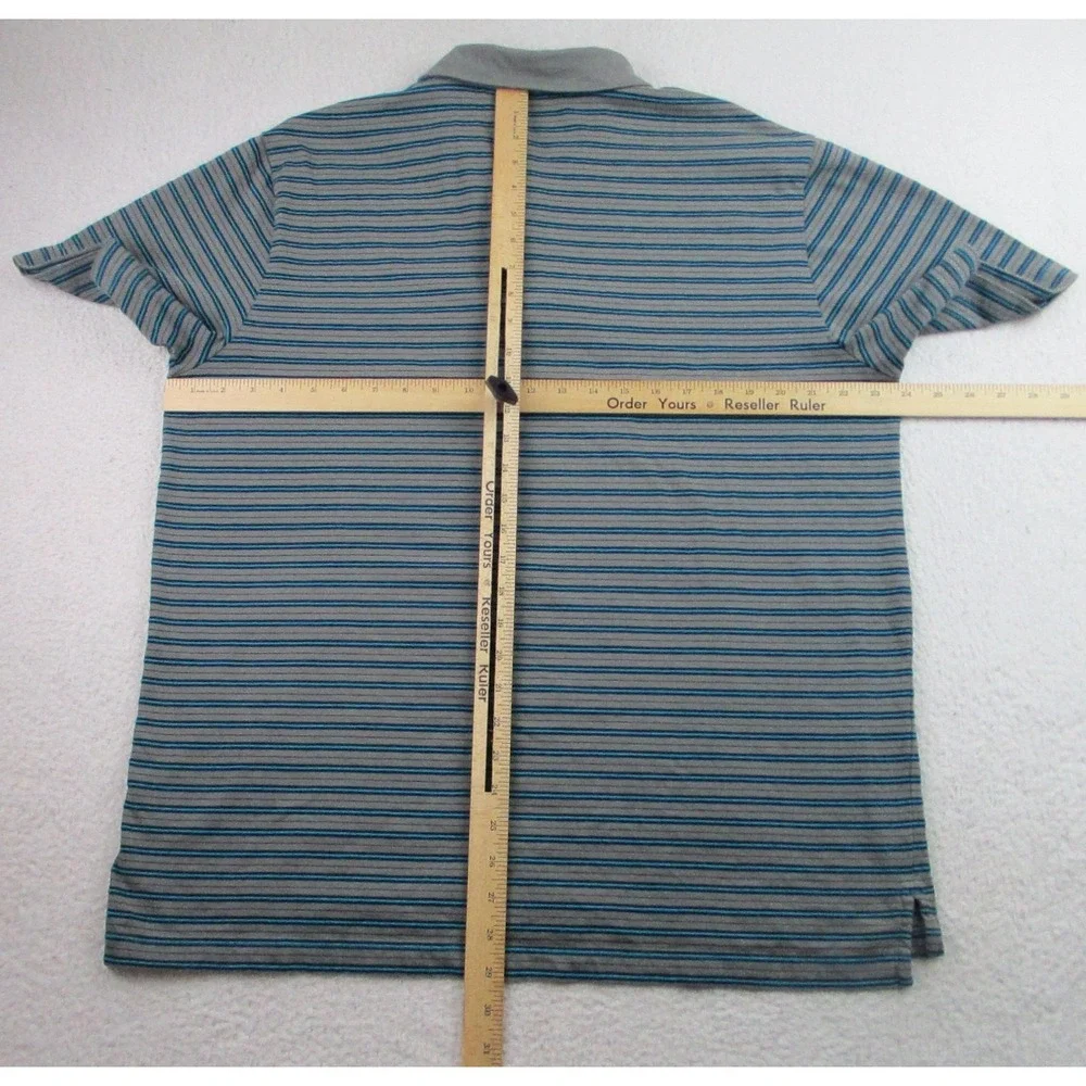 Oakley Polo Shirt Mens‎ XL Gray Blue Striped Short Sleeve Golf Casual Classic